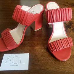 New AGL Red leather strap sandals Size 37.5
