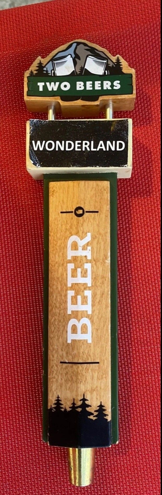 Two Beers Brewing Wonderland Beer Tap Handle Seattle WA Bar Decor Man Cave 11.5"