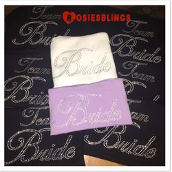Wedding party bride bridesmaids Rhinestones shirts