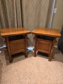 Rustic Wooden Nightstands / End Tables – Set of 2