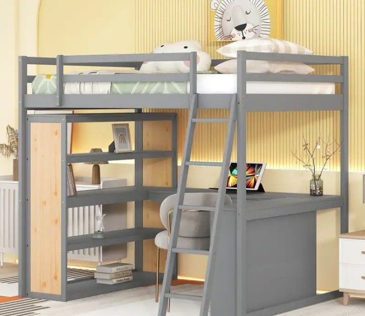 Full Size Kids Loft Bed With Desk