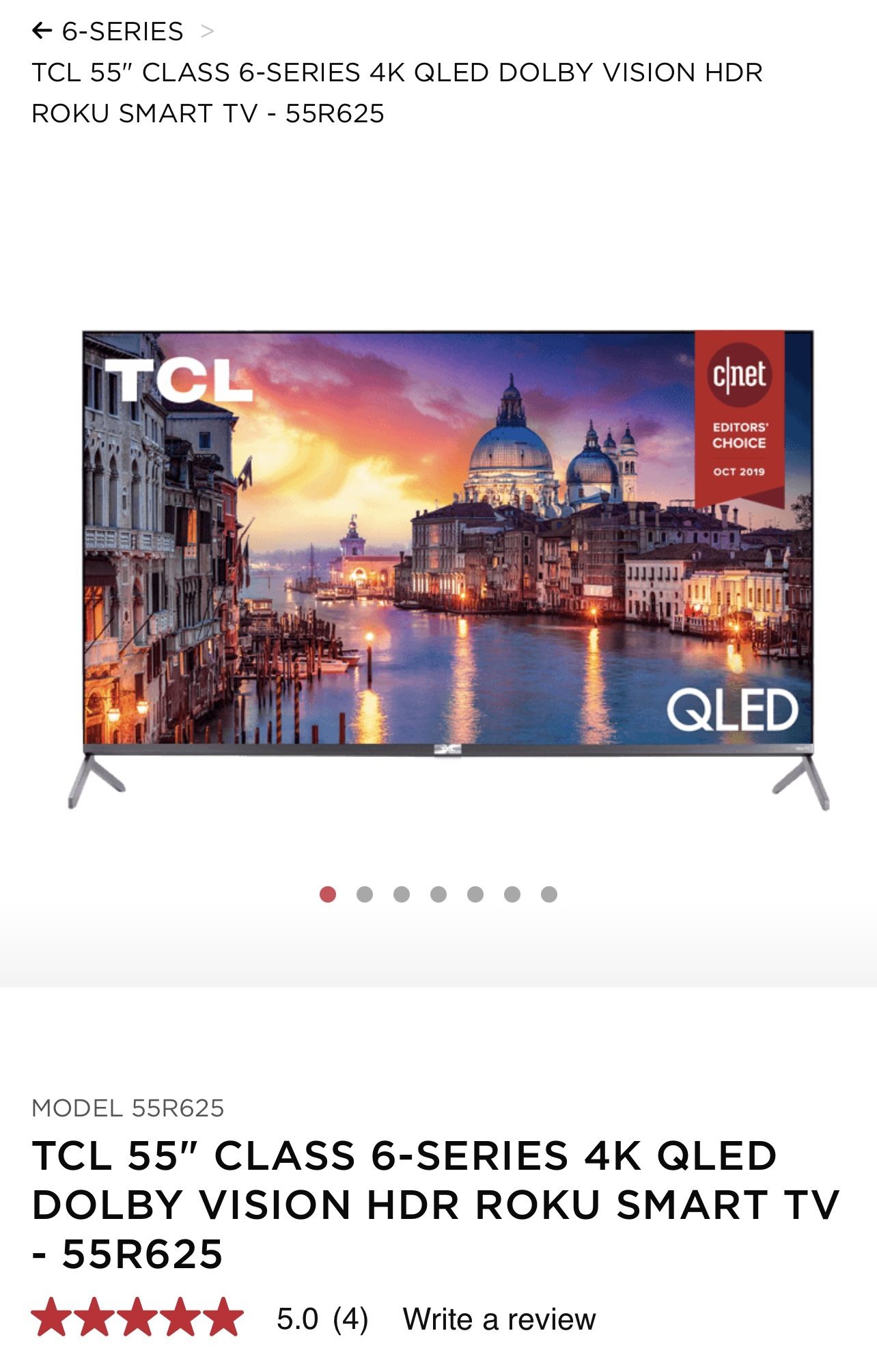 55” TCL Roku Smart tv QLED