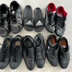 men’s shoes bundle all black nike puma converse adidas size 9 10 teens sport slip on athletic