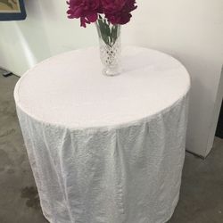 End Table With White Cotton Overlay Cover