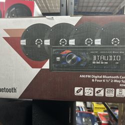 Am:fm Digital Blue Tooth Car Stereo & 4 6.5 Speakers 