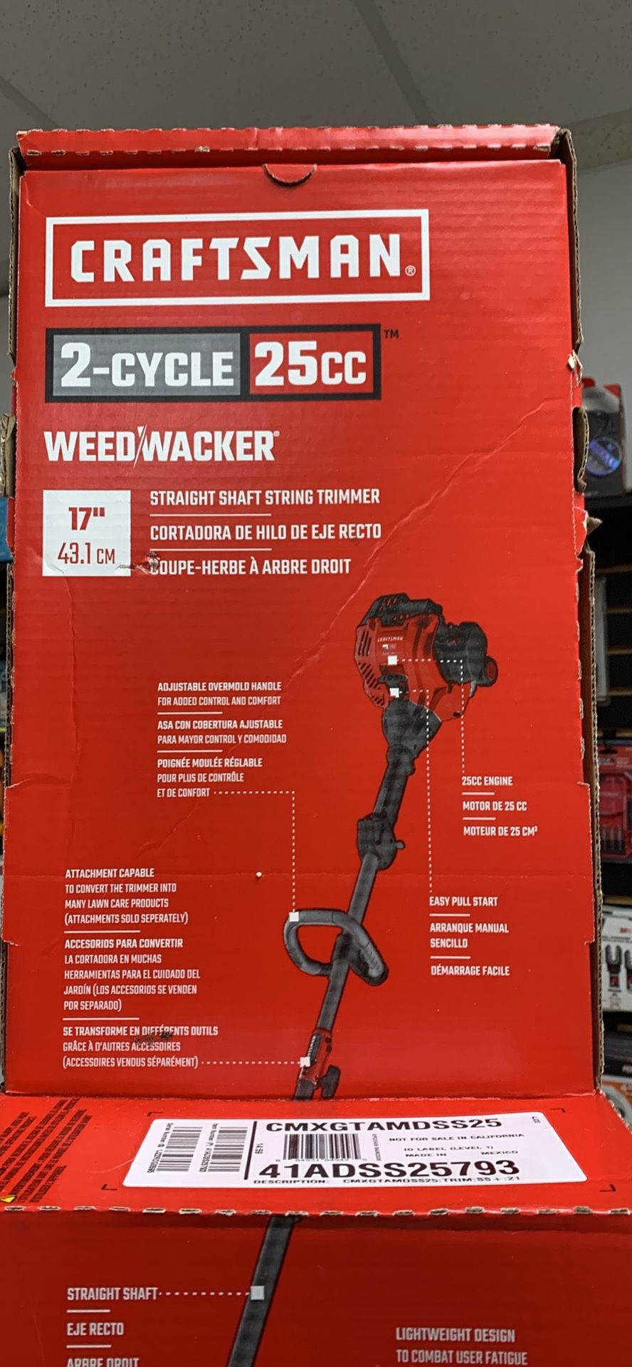 Craftsman Cycle 25cc 17 Straight Shaft Gas String Trimmer Weed - Main Image