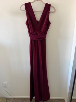 Burgundy Sleeveless V-Neck Maxi Dress