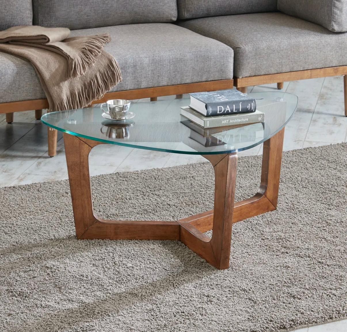 Triangle Glass Top Coffee Table
