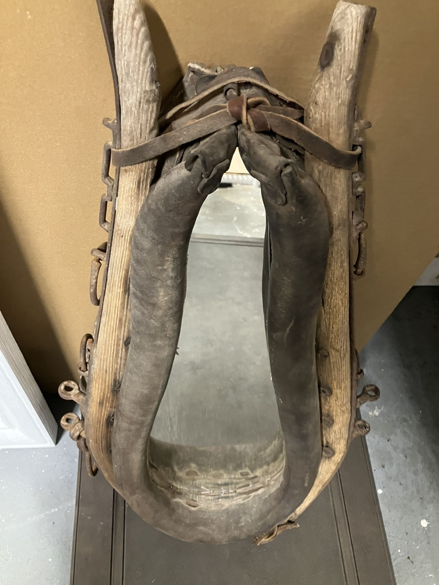 Rustic Antique Horse/Mule Collar Mirror with Wood/Metal Hames