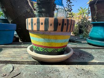Painted terracotta pot