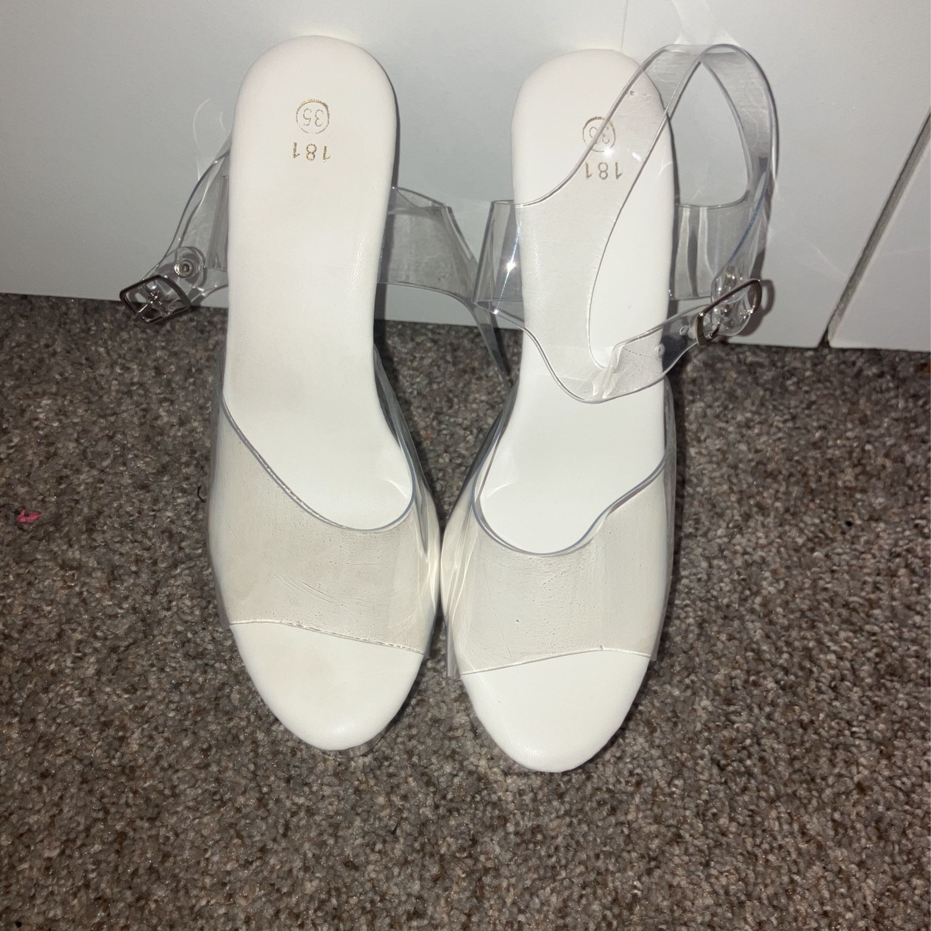 Size 5.5 Color Clear PVC High Heeled Sandals