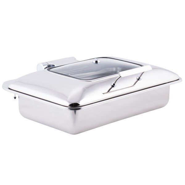 Tablecraft CW40161 7 Qt. Full Size Stainless Steel Induction Chafer with Glass Lid