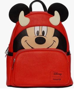 Loungefly Disney Mickey Mouse Devil Halloween Glow in the Dark Mini Backpack NWT