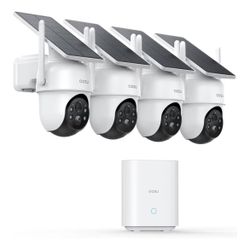 aosu Security Cameras Outdoor Wireless, 4 Cam-Kit, No Subscription, Solar-Powered, Home Security Cameras System with 360° Pan & Tilt, Auto Tracking, 2