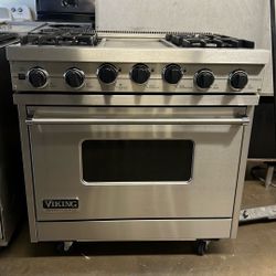 VIKING 36”WIDE DUAL FUEL RANGE STOVE STAINLESS STEEL 