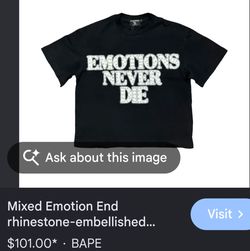 MIXED EMOTION "EMOTIONS NEVER DIE" BLACK CRYSTAL ENCRUSTED SHIRT