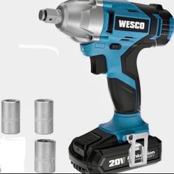 Cordless Impact Wrench, WESCO 20V Impact Wrench, 1/2-inch, 2.0Ah Li-ion Battery