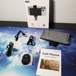 New APEKX 5" Selfie Monitor Screen for iPhone Vlog, Magnetic Phone Clip Mount for Rear Camera Live Streaming, Includes Bluetooth Remote, Compatible wi