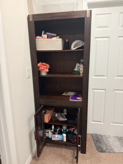 Dark Brown Bookcase with Cabinet