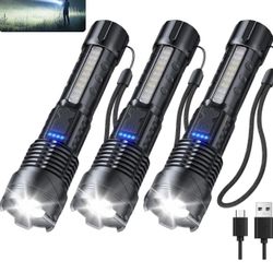 Rechargeable LED  Flashlights High Lumens(3 Pack)