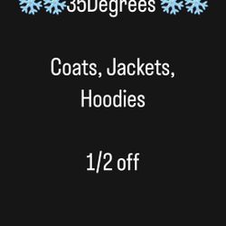 Coats Hoodies Jackets 1/2 Off