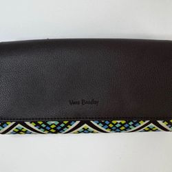 Vera Bradley Audrey Wallet Brown Leather Floral RFID Rain Forest