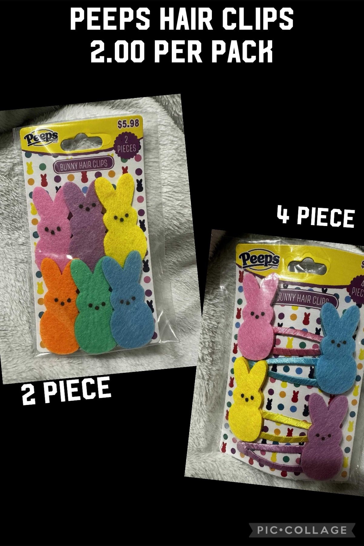 Peeps Bunny Hair Clips NEW