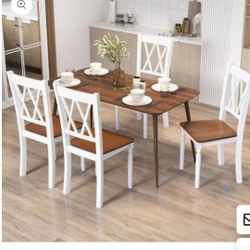 Costway Set of 4 Wooden Farmhouse Kitchen Chairs with Rubber Wood Seat