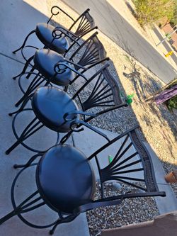 Black Wrought Iron Bar Stools Set of 4