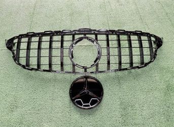 Mercedes Benz Gloss Black Front Grill C-Class W205 Years 2019-2021 Mirror Emblem W/360 Hole