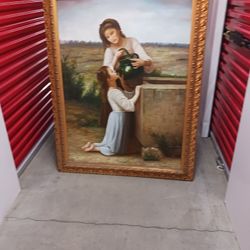 Cuadro Grande Al Oleo Antiguo 