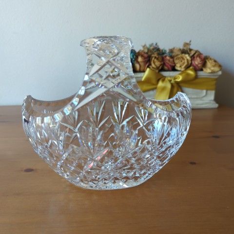 Vintage Cut Crystal Glass Basket 1