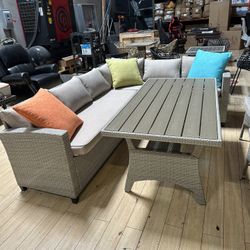 Light Grey Outdoor Patio Sectional With Table Included Brand New Firm Price $499 NO LOWBALLERS PRICE IS FIRM!!!
