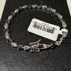 925 Silver Bracelet With Blue Sapphire (5- 1/4 ct. t.w.), Size 7 1/2”, purchased at Macys, beyond 60 day return policy to take it back, $250 At Macys