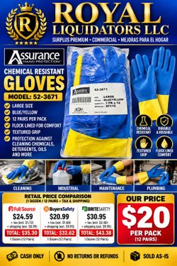 Assurance Chemical Resistant Gloves 12 Pairs Large