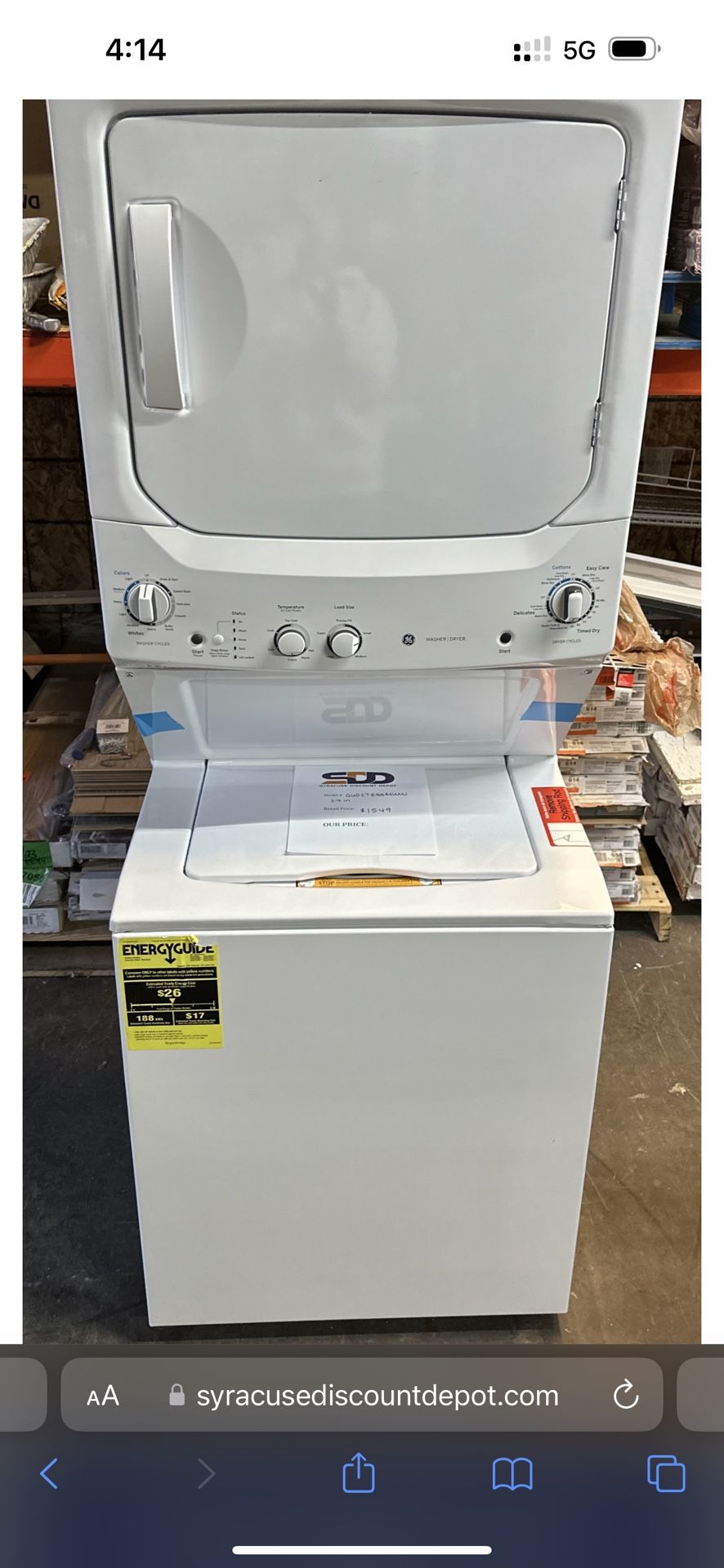 24'' And 27'' Unitized Washer/dryer Brand New