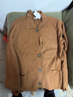 J. Jill Brown Button Collared Sweater Pockets Women 