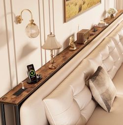 Huuger 157.5 Inch Sofa Table with Power Outlets and USB-C Ports