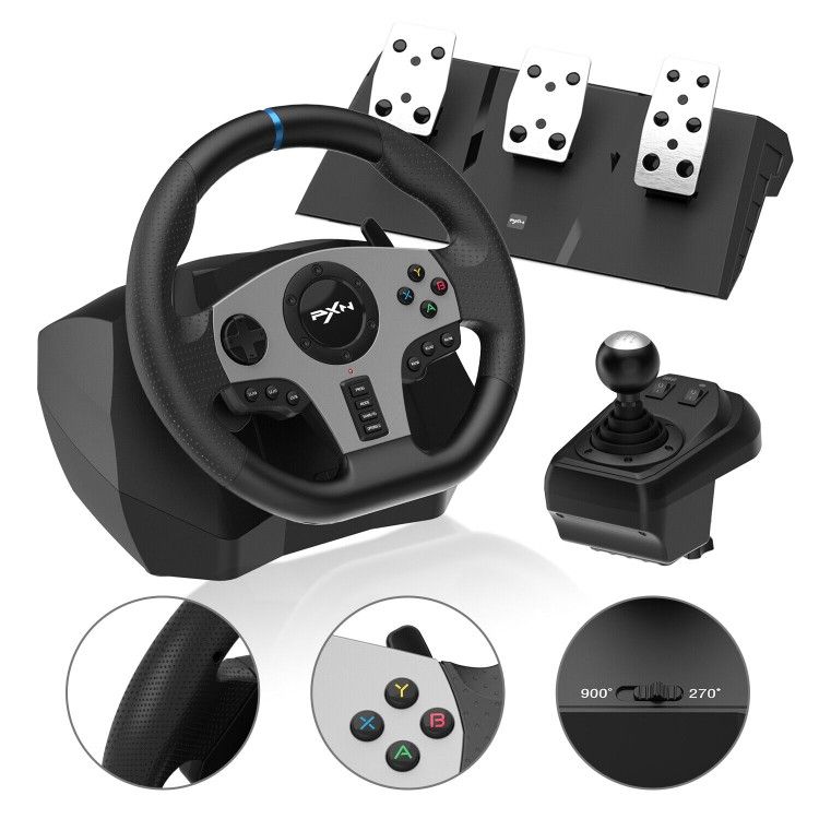 PXN V9 Gaming Race Sim Steering Wheel Pedals Shifter For PC PS3 PS4 Xbox Switch