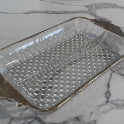 Vintage Anchor Hocking Hobnail Clear Glass Relish Dish