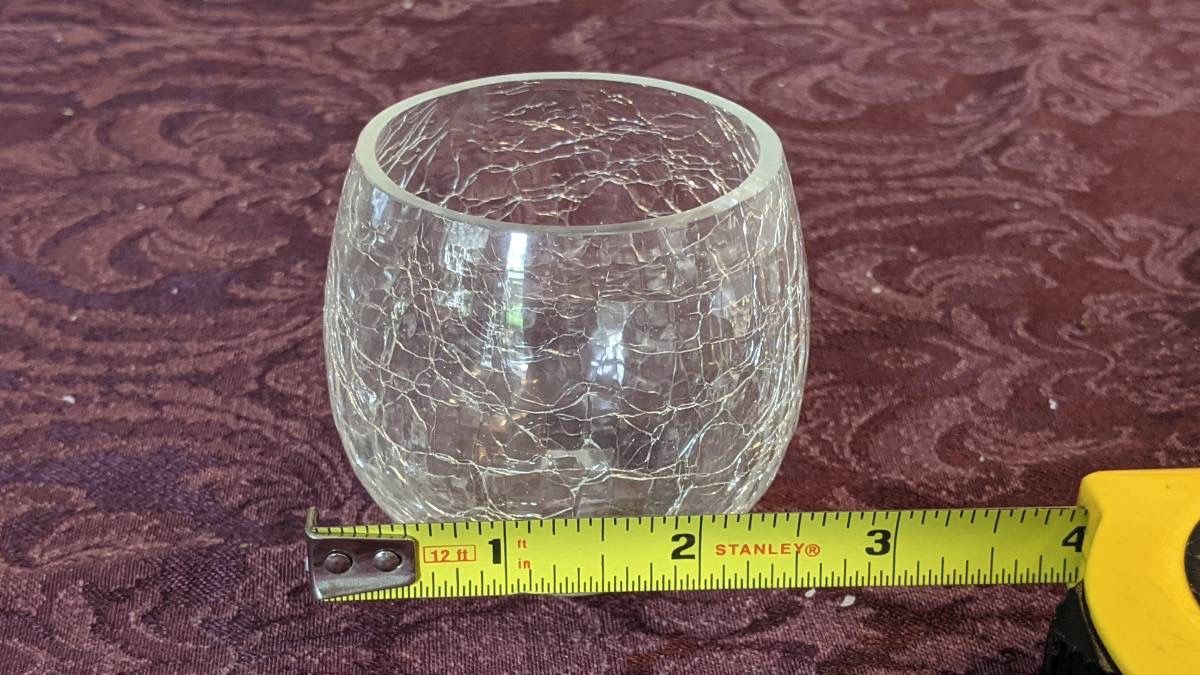 Crackle Glass Clear Votives, 30 Large, Clean with tealights