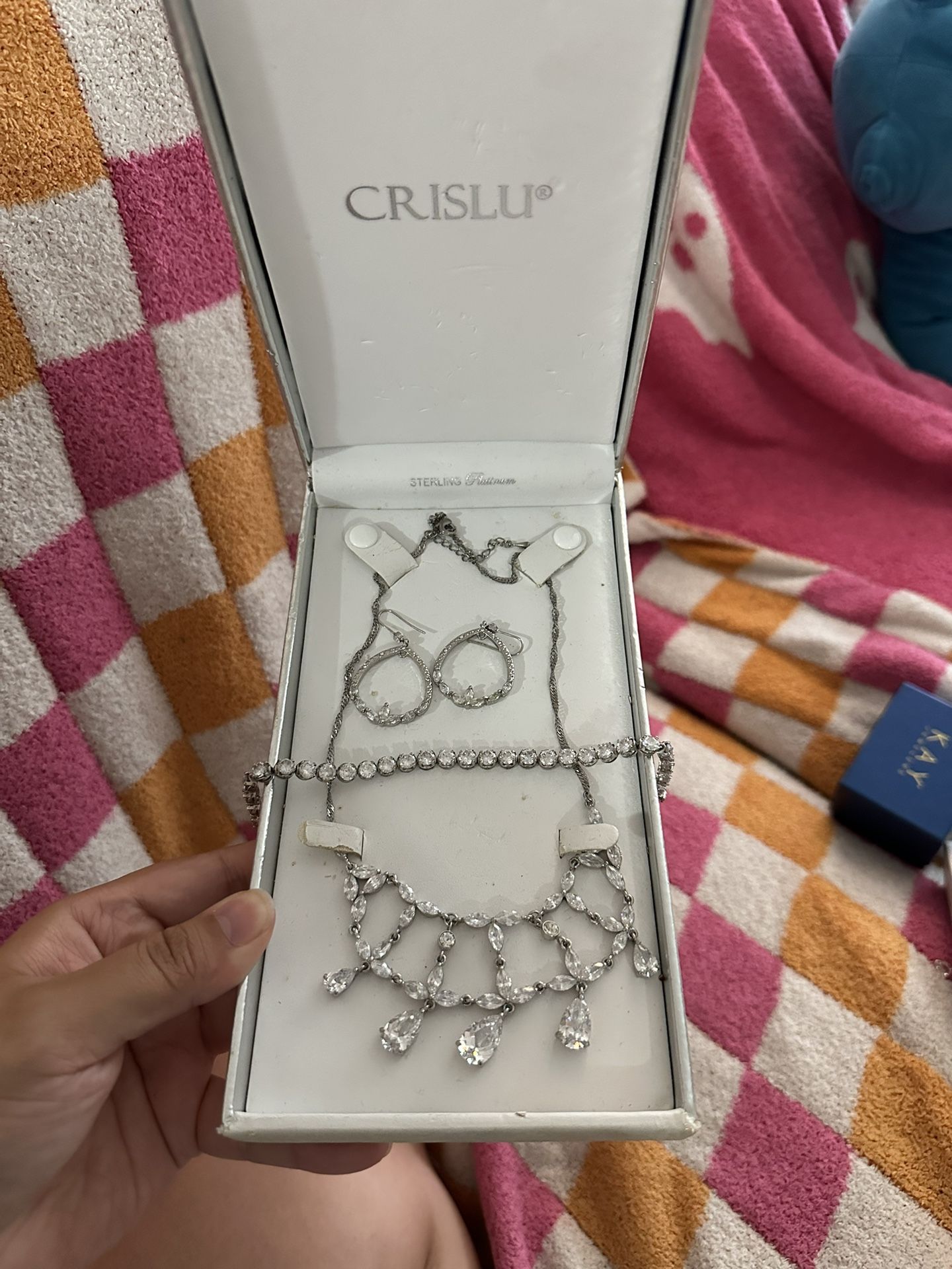 Sterling platinum Necklace, Bracelet & Earrings