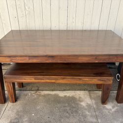 Solid Wood Dining Table + Bench – Great Condition