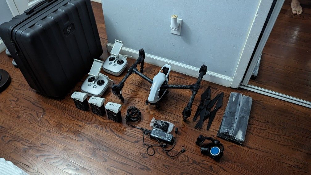 DJI Inspire 1 Pro with many accessories