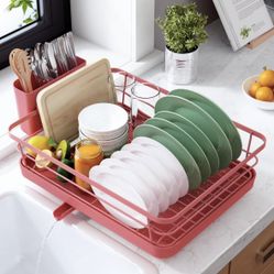 Dish drain rack, red for kitchen drying dish rack