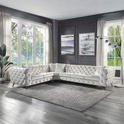 Brand New Beige Retro Style Sectional Sofa (Pillows Included)