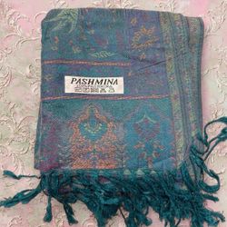 New | Limited Edition: Teal Pastel Multicolor Pashmina Shawl