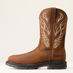 Ariat Men's Brown Leather Western Work Boots with Carbon Toe Size 12 & 12EE Available