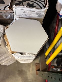 55 Sq Ft Italian White Hexagon Porcelain Tiles - 14 Boxes (NEW)