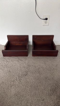 Set of 2 Dark Wood Wall-Mount Bike Shelves